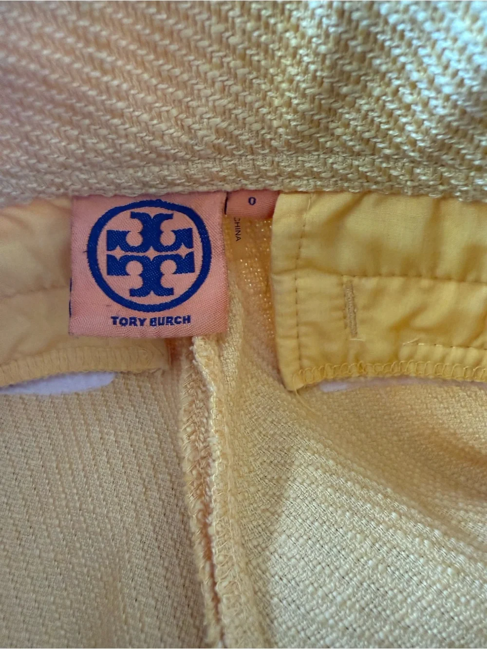 Tory Burch Mustard Yellow Textured Ankle Crop Pants Size 0 Career